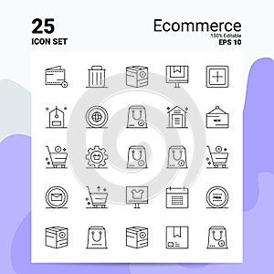 25 ECommerce Icon Set. 100% Editable EPS 10 Files. Business Logo Concept Ideas Line icon design