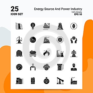 25 Energy Source And Power Industry Icon Set. 100% Editable EPS 10 Files. Business Logo Concept Ideas Solid Glyph icon design