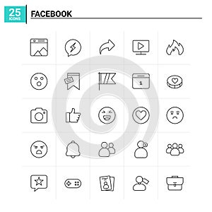 25 Facebook icon set. vector background