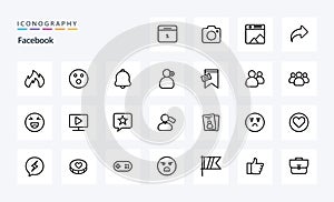 25 Facebook Line icon pack