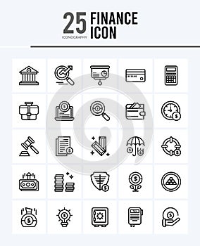 25 Finance Outline icons Pack vector illustration