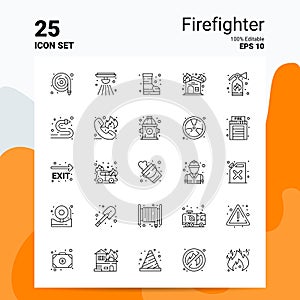 25 Firefighter Icon Set. 100% Editable EPS 10 Files. Business Logo Concept Ideas Line icon design