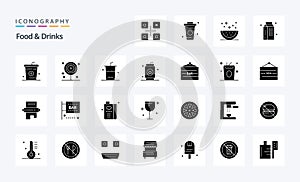 25 Food  Drinks Solid Glyph icon pack