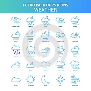 25 Green and Blue Futuro Weather Icon Pack