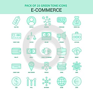 25 Green E-Commerce Icon set