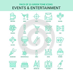 25 Green Events and Entertainment Icon set