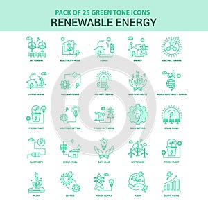 25 Green Renewable Energy Icon set