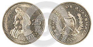 25 guatemalan centavos coin