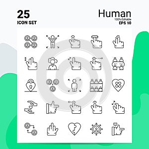 25 Human Icon Set. 100% Editable EPS 10 Files. Business Logo Concept Ideas Line icon design
