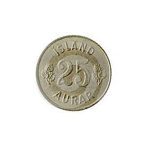 25 icelandic aurar coin 1966 obverse