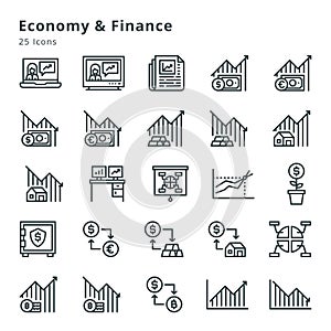 25 icons on economy and finance