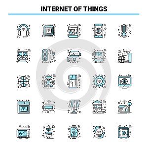 25 Internet Of Things Black and Blue icon Set. Creative Icon Design and logo template