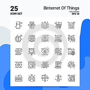 25 Internet Of Things Icon Set. 100% Editable EPS 10 Files. Business Logo Concept Ideas Line icon design