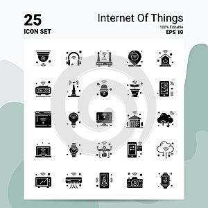 25 Internet Of Things Icon Set. 100% Editable EPS 10 Files. Business Logo Concept Ideas Solid Glyph icon design