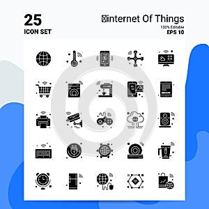 25 Internet Of Things Icon Set. 100% Editable EPS 10 Files. Business Logo Concept Ideas Solid Glyph icon design