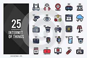 25 Internet of Things Lineal Color icon pack. vector illustration