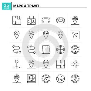 25 Maps & Travel icon set. vector background