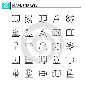 25 Maps & Travel icon set. vector background