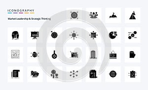 25 Market Leadership And Strategic Thinking Solid Glyph icon pack