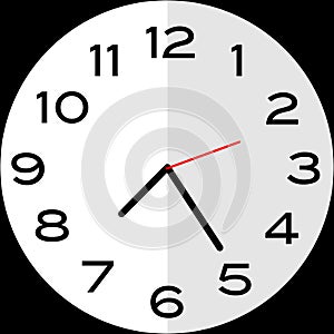 25 minutes past 7 o`clock analog clock icon