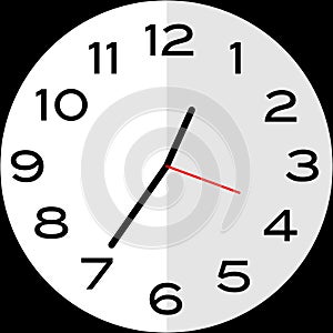 25 minutes to 1 o`clock analog clock icon