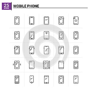 25 Mobile Phone icon set. vector background