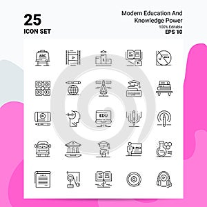 25 Modern Education And Knowledge Power Icon Set. 100% Editable EPS 10 Files. Business Logo Concept Ideas Line icon design