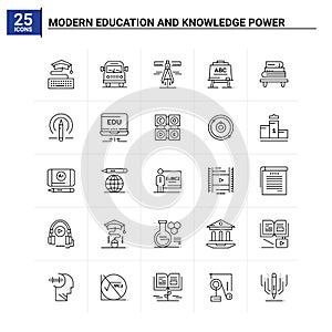 25 Modern Education And Knowledge Power icon set. vector background