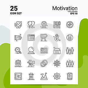 25 Motivation Icon Set. 100% Editable EPS 10 Files. Business Logo Concept Ideas Line icon design