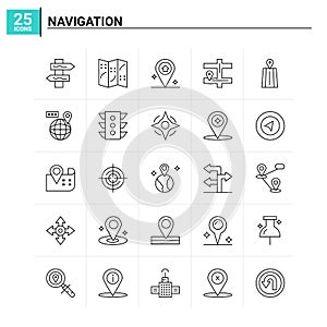 25 Navigation icon set. vector background