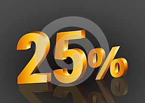 25% off 3d gold, Special Offer 25% off, Sales Up to 25 Percent, big deals, perfect for flyers, banners, advertisements, stickers,