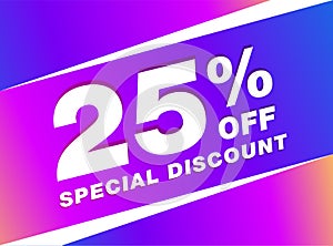 25% OFF Sale Discount Banner. Discount offer price tag. 25% OFF Special Discount offer