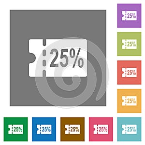 25 percent discount coupon square flat icons