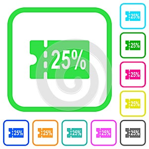 25 percent discount coupon vivid colored flat icons