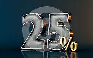 25 percent discount mega sell offer glass effect on dark background