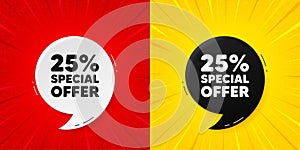 25 percent discount offer. Sale price promo sign. Flash offer banner with quote. Vector