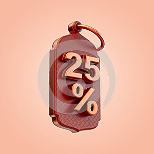 25 percent discount tag icon 3d render concept Ramadan and eid online shopping
