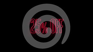 25 percent off 3d letters rotate on white background