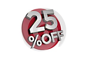 25 Percent off 3d Sign on White Special Offer 25%