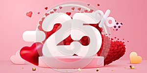 25 percent Off. Discount creative composition. 3d sale symbol with decorative objects. Valentine's day promo. Sale