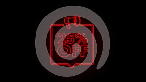 25 percent OFF Sale Discount Banner with megaphone. Discount offer price tag. 25 percent discount promotion Neon icon