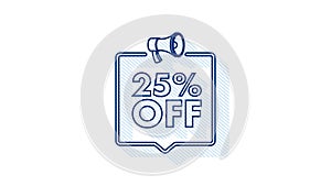 25 percent OFF Sale Discount Banner with megaphone. Discount offer price tag. 25 percent discount promotion Shadow icon