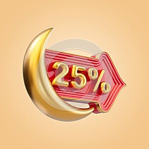 25 percent Ramadan and Eid discount offer sale label badge icon