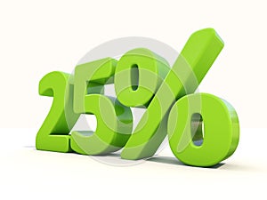 25% percentage rate icon on a white background