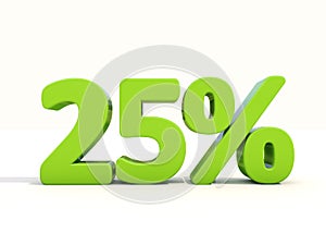 25% percentage rate icon on a white background