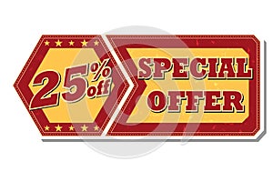 25 percentages off special offer - retro label
