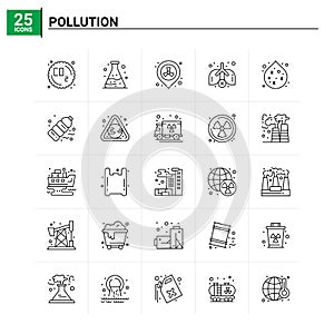 25 Pollution icon set. vector background