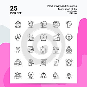 25 Productivity And Business Motivation Skills Icon Set. 100% Editable EPS 10 Files. Business Logo Concept Ideas Line icon design
