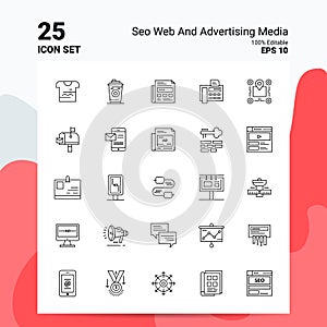 25 SEO web and advertising media Icon Set. 100% Editable EPS 10 Files. Business Logo Concept Ideas Line icon design