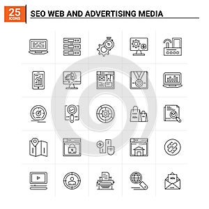 25 SEO web and advertising media icon set. vector background